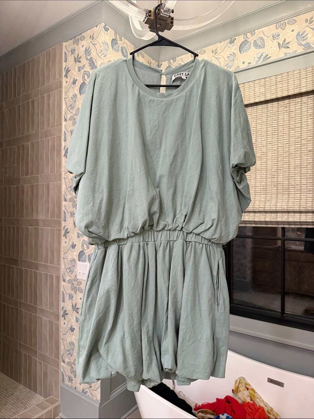 GREY LAB Sage Green Short Sleeve Romper